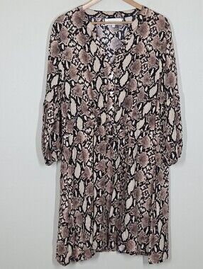 Margaux Riviera Snake Print Dress Knee Length Drawstring 3X Boho Western
